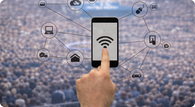 Wi-Fi and connected devices over a crowd